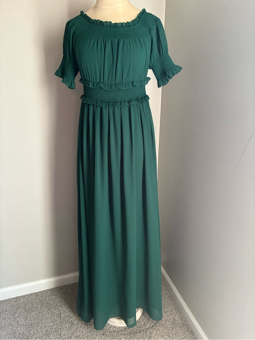 Baltic Born Green Chiffon Maxi Dress Small